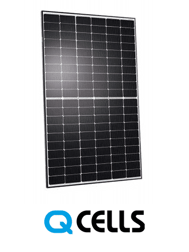 QCells solar panel image with a QCells logo beneath it.