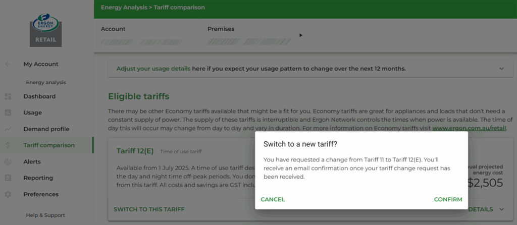 Ergon Tariff 12(E) Change
