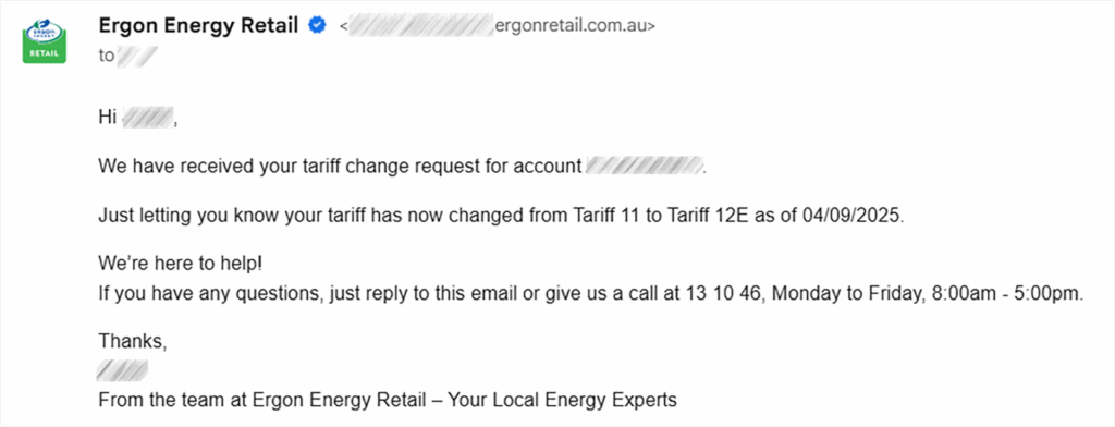 Tariff_12E_Change_6 • Horan & Bird Solar Ergon Tariff 12(E) Change